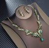 BLINGBAY Women's New Bridal Set Necklace Earrings Two-Piece Emerald Necklace Fashion Vintage Dinner Dress Accessories Girls Party Jewelry Gifts
