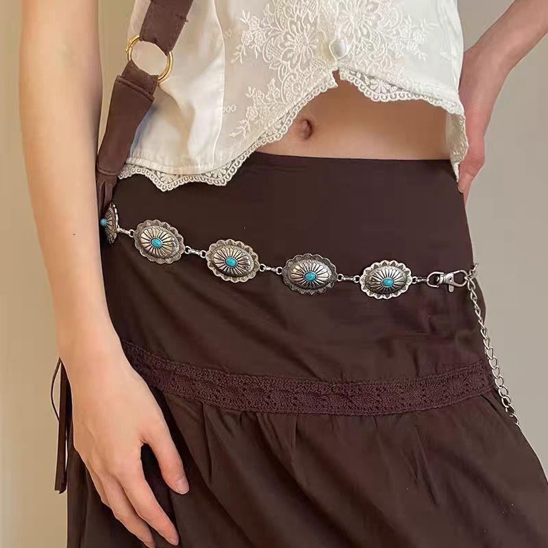 Bohemian Blue Butterfly And Circle Tassel Waist Chain Featuring Unique Decorative Elements