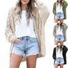 Autumn and Winter New Fashion Ladies Cardigan Long-sleeved Hollow Mohair Sweater Coat