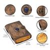 Handmade Vintage Leather Journal Triple Moon Studded with Semi Precious Stone. Lock Closure Diary