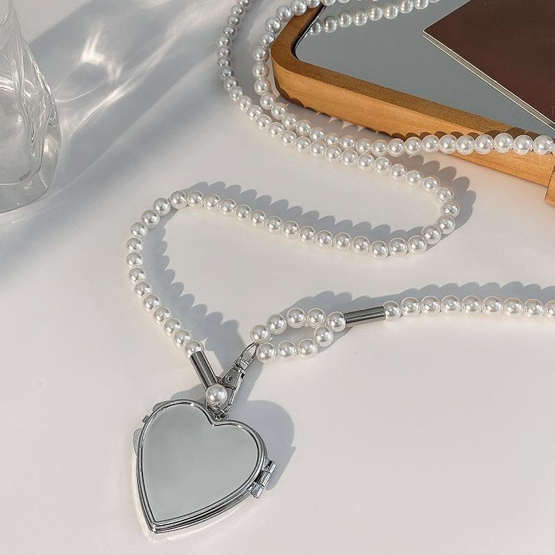 1 шт., индивидуальное длинное ожерелье с большим зеркальным кулоном в форме сердца, женская жемчужная цепочка Shoudler, модные ювелирные изделия