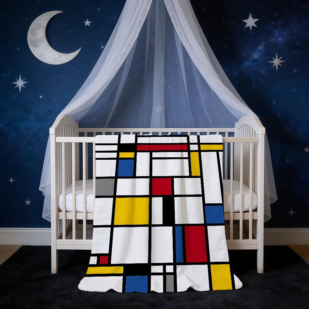 Blanket Super Warm Comfortable Plush Throw Blanket M-Mondrian-ES Child Home Art Sofa Bedroom Gift