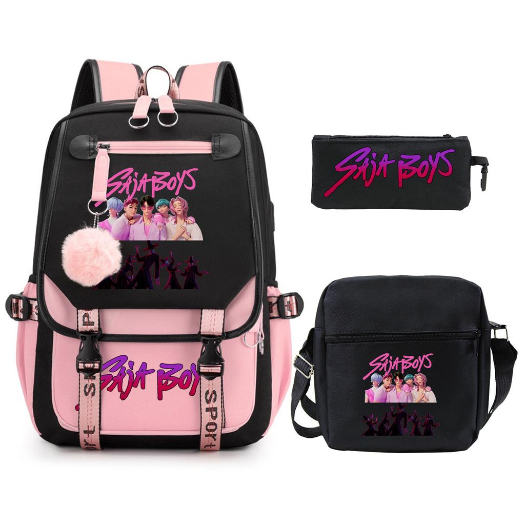 K-Pop Anime Cartoon Portable Shoulder Backpack Student Leisure School Bag Three-Piece Set