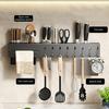 Kitchen Cutlery Holder Wall Mounted Cutter Holder with Hooks Carbon Steel Cutter Storage