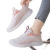 Spring and Autumn New Pink Flying Weaving Sneakers Women's Mesh Breathable Lightweight Soft Sole Shock Absorbing Running Shoes Ultra Light Fitne