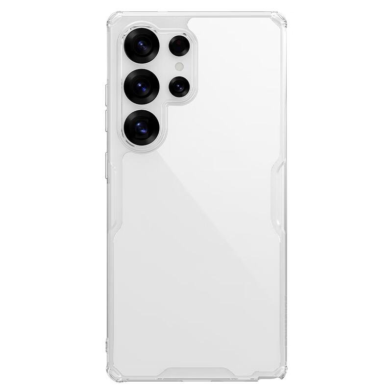 Transparent Full-Coverage Airbag Shockproof Ultra-Thin Protective Case for Samsung S25 Ultra, Business Simple Hard with Soft Edges, Natural Pro White