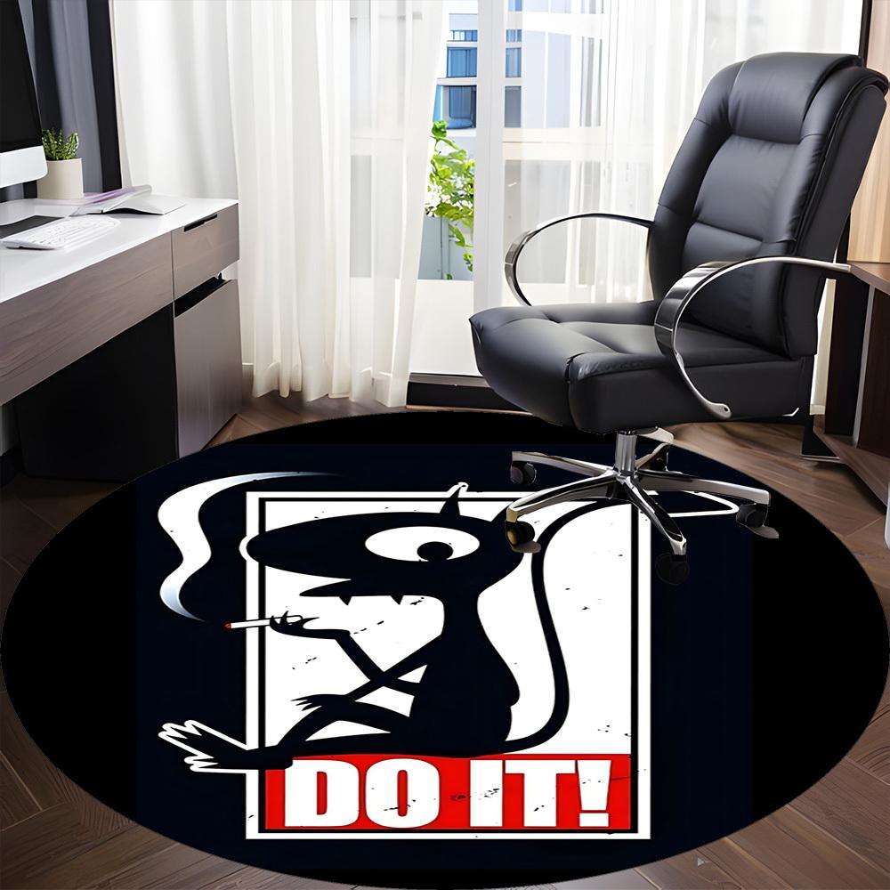 1pc Devil Smoke Office Round Area Rug, Mat Suitable For Office, Under Office Chairs Bedroom Living Room Home Decor, Room Deco