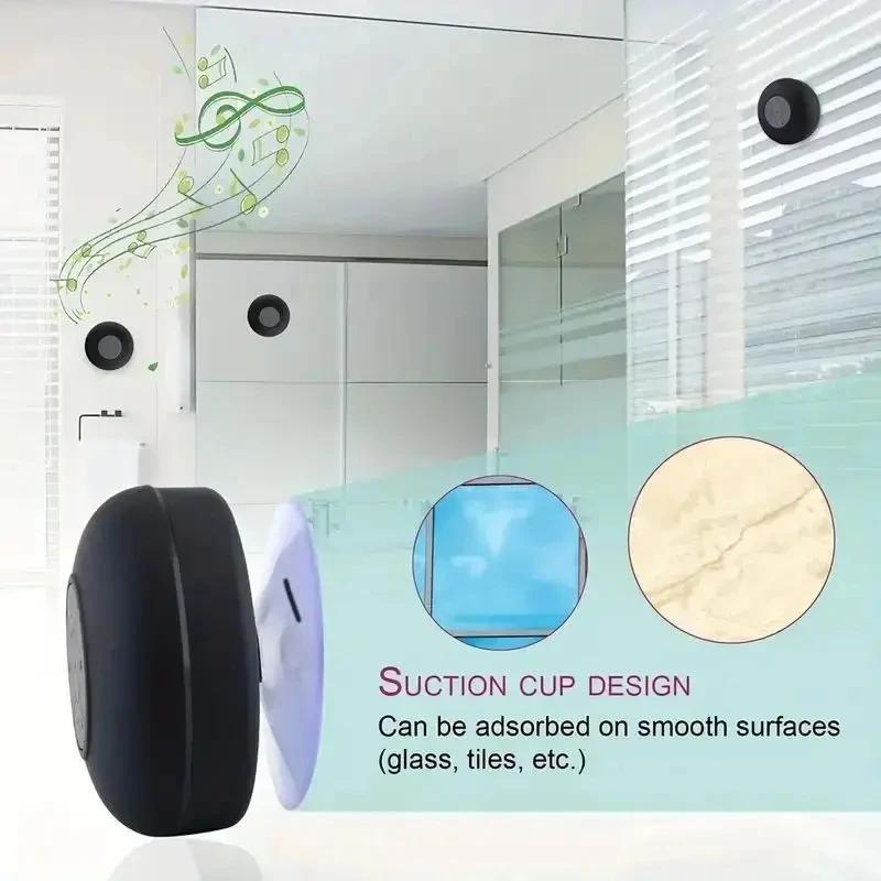 Portable Bluetooth Wireless Speaker Waterproof with Suction Cup Small Stereo for Car Bathroom Mobile Music Listening