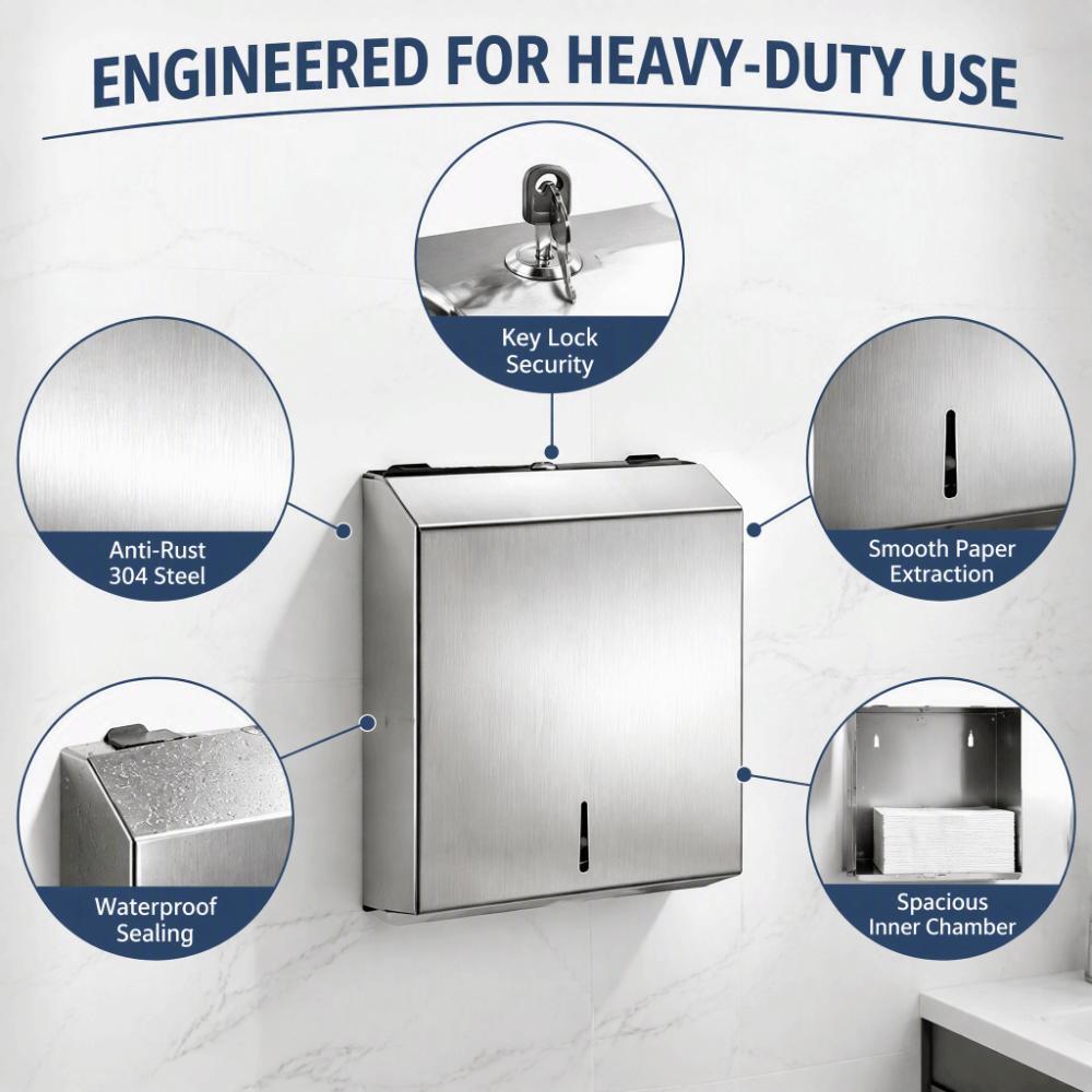 Rust-Resistant Paper Towel Dispenser Stainless Steel Paper Towel Dispenser Public Bathroom