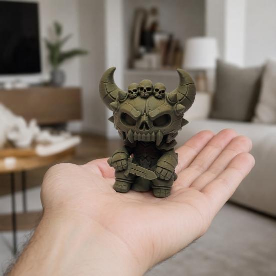3D Printed Skeleton Warrior Figurine, Halloween Sitting Skeleton Statue, Gothic Skeleton Collectible Decoration for Holiday Party, Home, Office