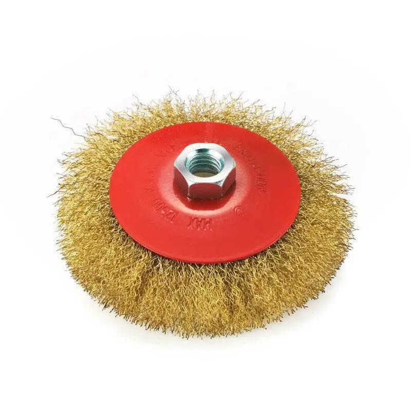 Дисковая стальная проволочная щетка 100/115/125 мм для угловой шлифмашины, настольной шлифмашины, удаления ржавчины, полировки, очистки, красок