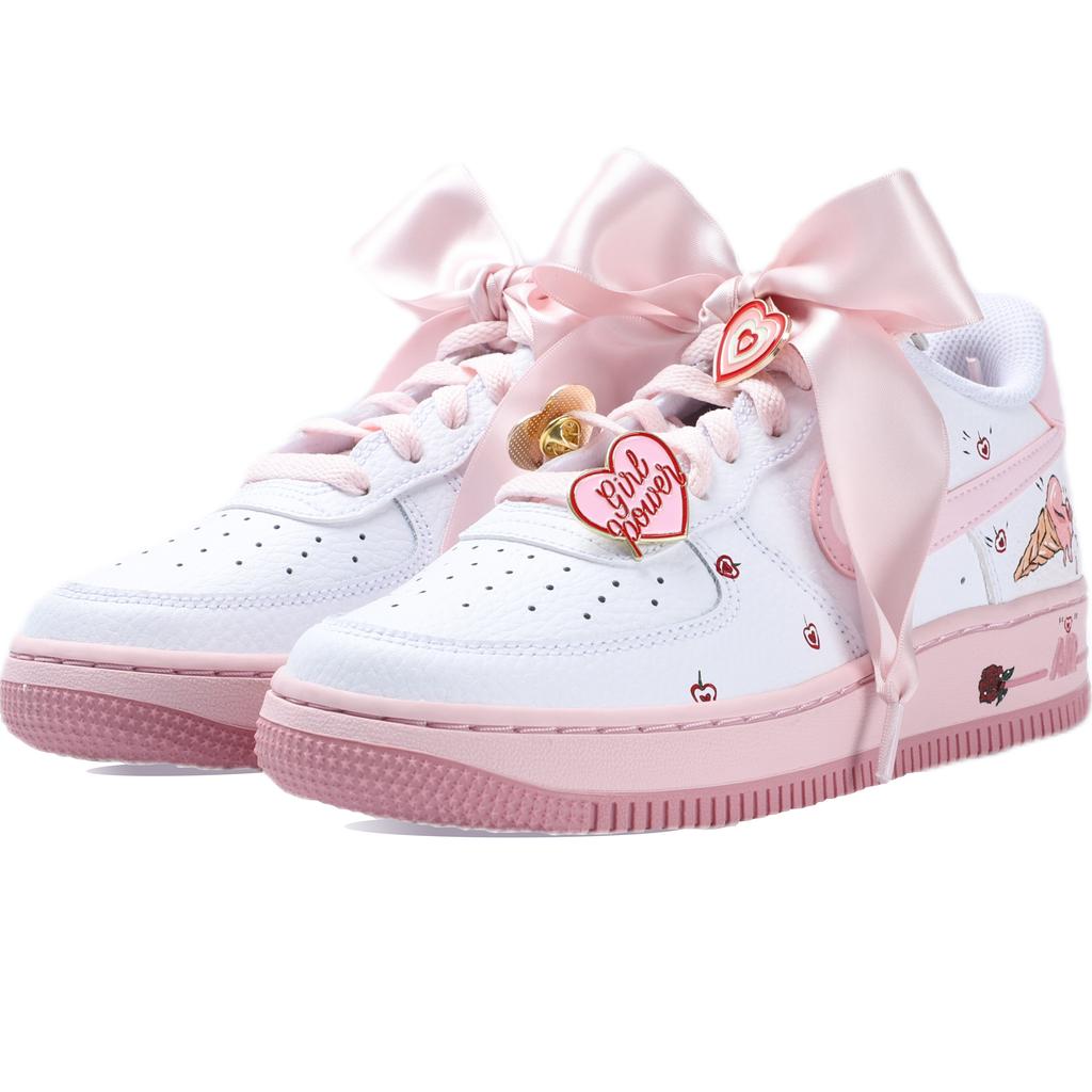Nike Кроссовки Nike Air Force 1 для скейтбординга, детские, белые с розовым, CT3839-107(Team130-VAM)