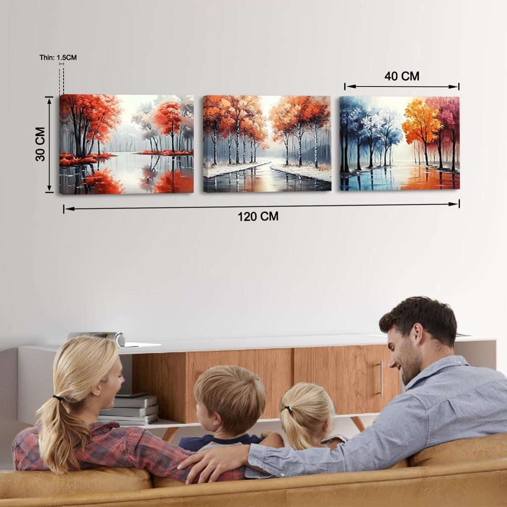 PIY PAINTING Настенное искусство, Пейзажное холщовое настенное искусство, Декоративная живопись, Холст с осенним пейзажем, Лесная настенная декоративная живопись, Настенное искусство в раме