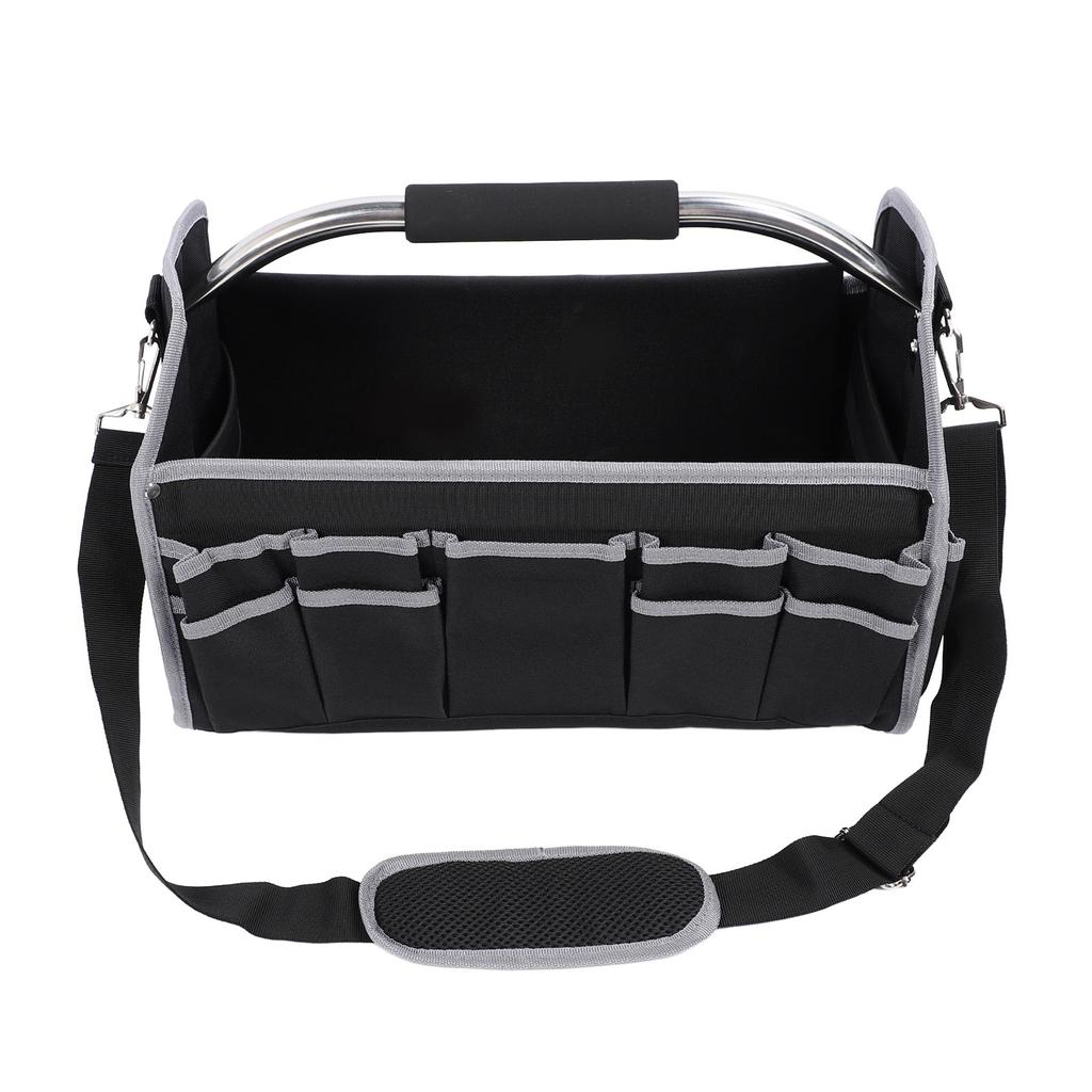 Сумка для инструментов электрика, портативная, большой емкости, многофункциональная, с открытым верхом и стальной ручкой для