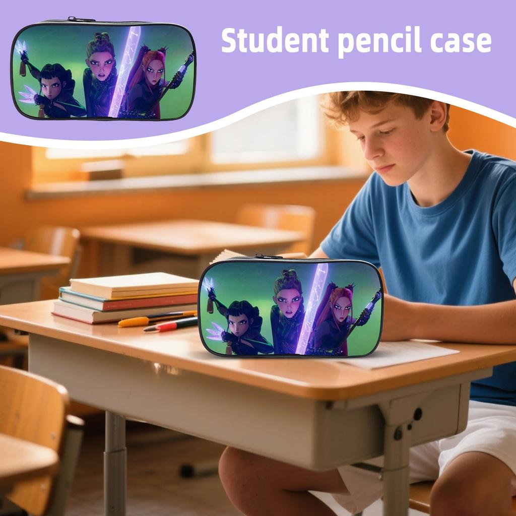 KPOP Девочки Мультяшный Пенал Пенал для Начальной Школы Сумка для Канцелярских Принадлежностей Детский Пенал Аниме Принт