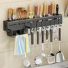 Stainless Steel Frame Wall Mounted Knife Holder Kitchen Nail Free Storage Rack Knife With Hook Kitchen Cabinet Storage Rack