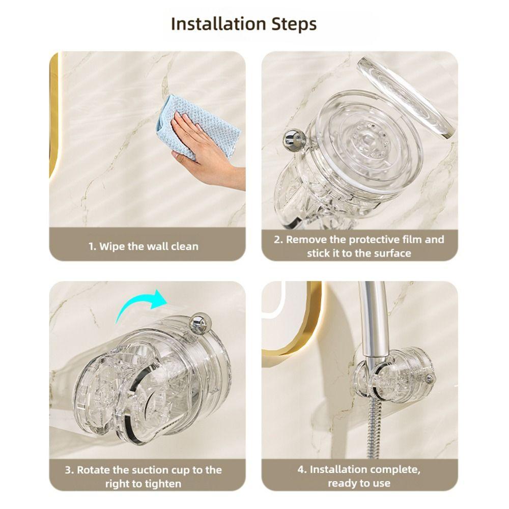 Suction Cup Shower Head Holder Wall Mount No Drilling Shower Head Fixed Bracket Adjustable Easy To Install Shower Rack