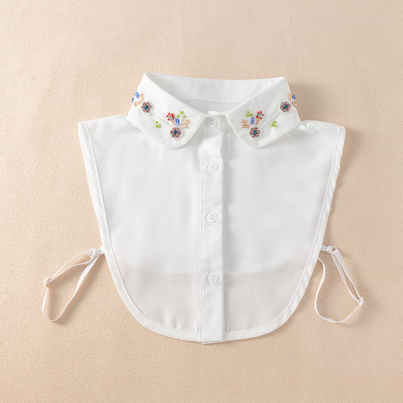 Chiffon Fake Collar Children Versatile Fake Collar Nail Bead Round Collar Fake Collar White Diamond Studded Fake Clothing Collar