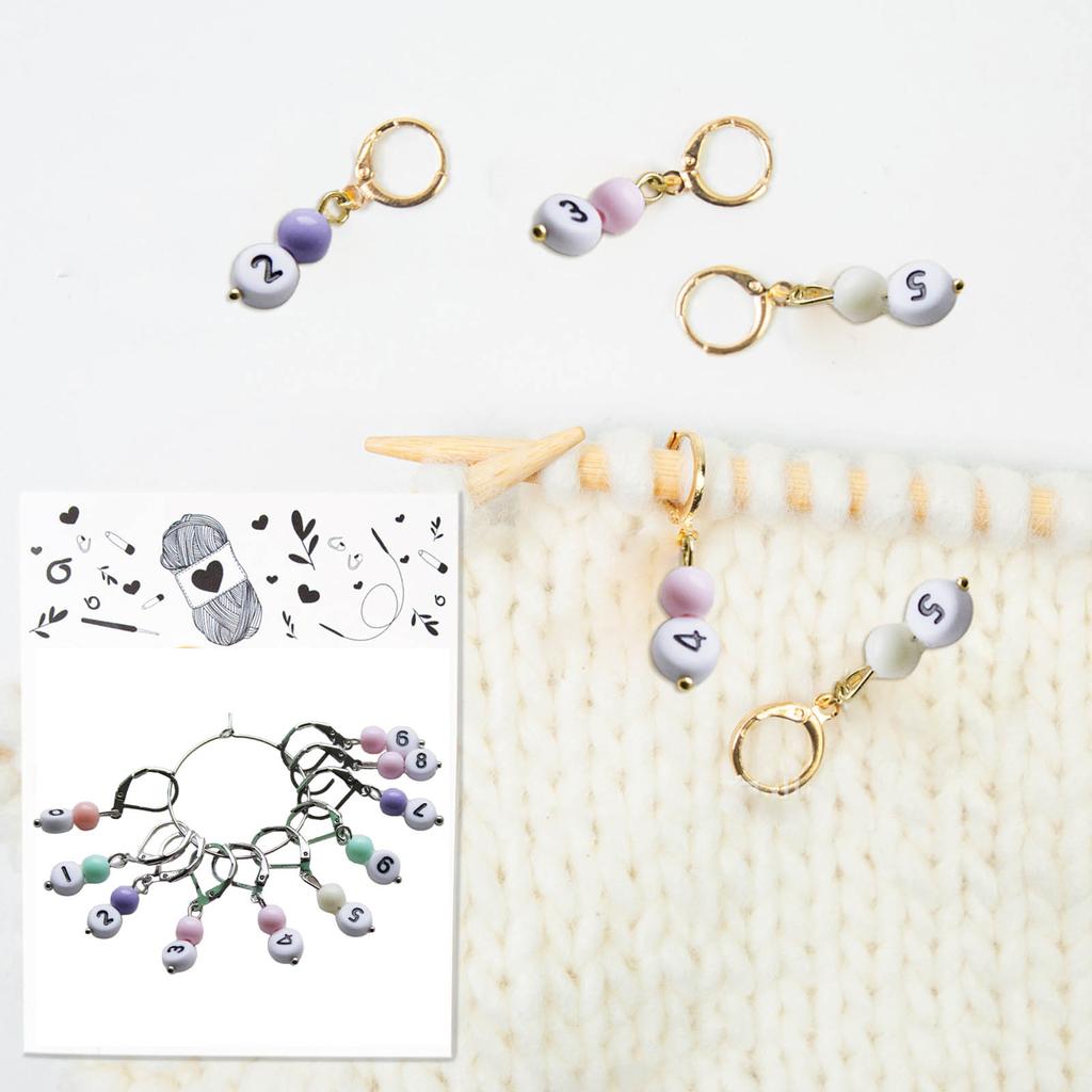 10Pcs Number Stitching Marker Acrylic Crochet Stitching Marker Charm Removable Lobster Clasp Locking Stitch Marker