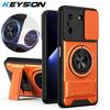 KEYSION Magnetic Phone Case for TECNO Pova 5 5 Pro 5G Slide Camera Lens Protection Upright Kickstand Ring Shockproof Back Cover