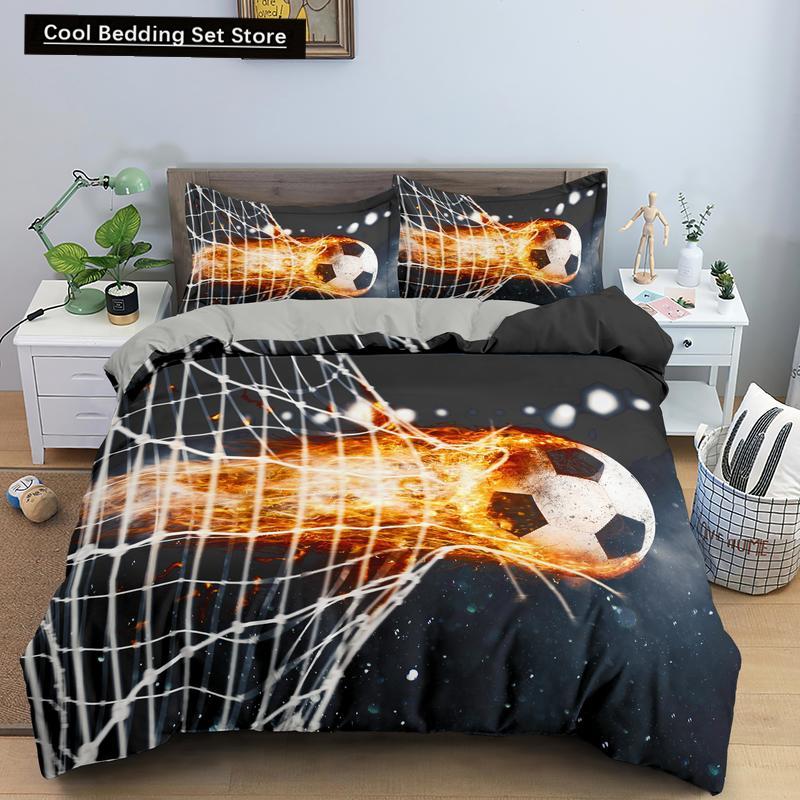 Футбольный Постельный Комплект С Принтом Наволочка Пододеяльник Футбольные Пододеяльники Домашний Текстиль Размер Квин Кинг Спортивная Тематика Пододеяльник