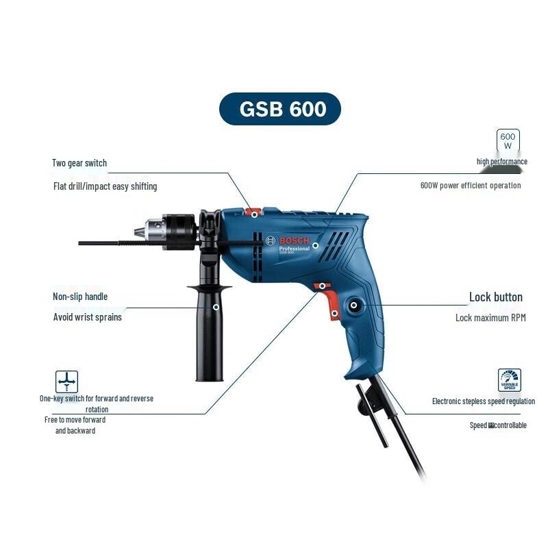 Bosch GSB 600 Impact Drill CN plug (adapter included)