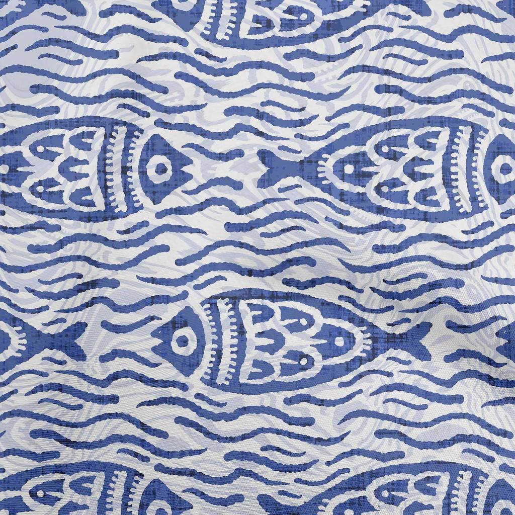 oneOone Cotton Flex Dark Mustard Fabric Asian Block Fish Craft Projects Decor Fabric Printed By The Yard 40 Inch