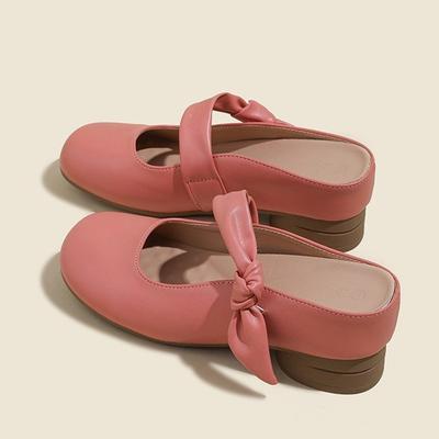 Версия из коровьей кожи, внутренняя платформа, полушлепанцы с закрытым носком, женские, лето 2025, новинка, верхняя одежда, толстый каблук, слово с круглым носком, Мэри Джейн