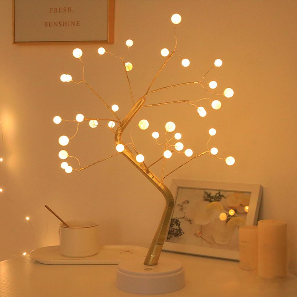 36/72/108 Светодиодная лампа-бонсай, настольная USB-лампа для комнаты, ночник с 8 режимами, проволочная лампа для спальни, настольная лампа, ночник с переключателем, рождественские DIY-огни