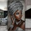 Whimsical Silver Elegant African Woman DIY Diamond Painting,Full Drill Square Round Diamond Art,Diy Handmade Gifts Home Decor