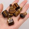 1Pc Small Natural Stone Perfume Bottle Pendants,Tiger Eye Stone Pendant Charms for Jewelry Making DIY Necklace Accessories Craft Gifts