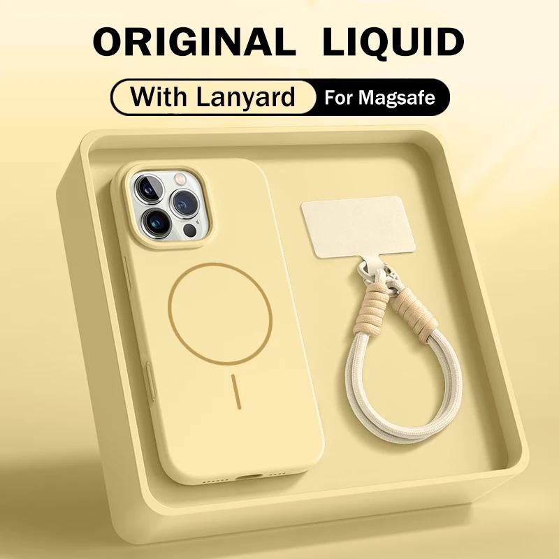 Liquid Silicone Lanyard Phone Case For For Iphone 17 17E 16 1 14 13 Pro Max For  Magnetic Strap Protector Back Cover