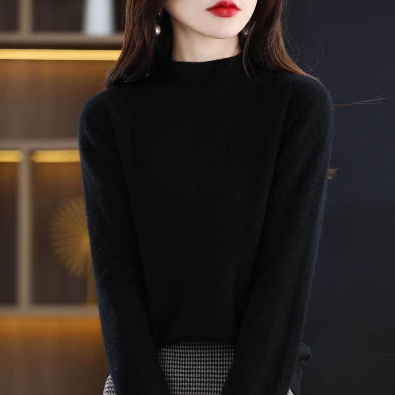 Женский свитер с полуводолазкой, кашемир Цинхэ, 30% кашемир, 70% шерсть, зимний вязаный пуловер, осенний свитер, кашемировый свитер