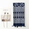 Women'S Soft Navy Blue Bohemian Tassel Scarf, Fashionable Scarf, Headscarf, Travel, Vacation, Beach Wrap, Shawl for Weekend Casual