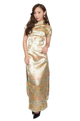Clearstone Royal China Косплей Хэллоуин Cheongsam платье Длинный S Золотая стрекоза/Золото Женский