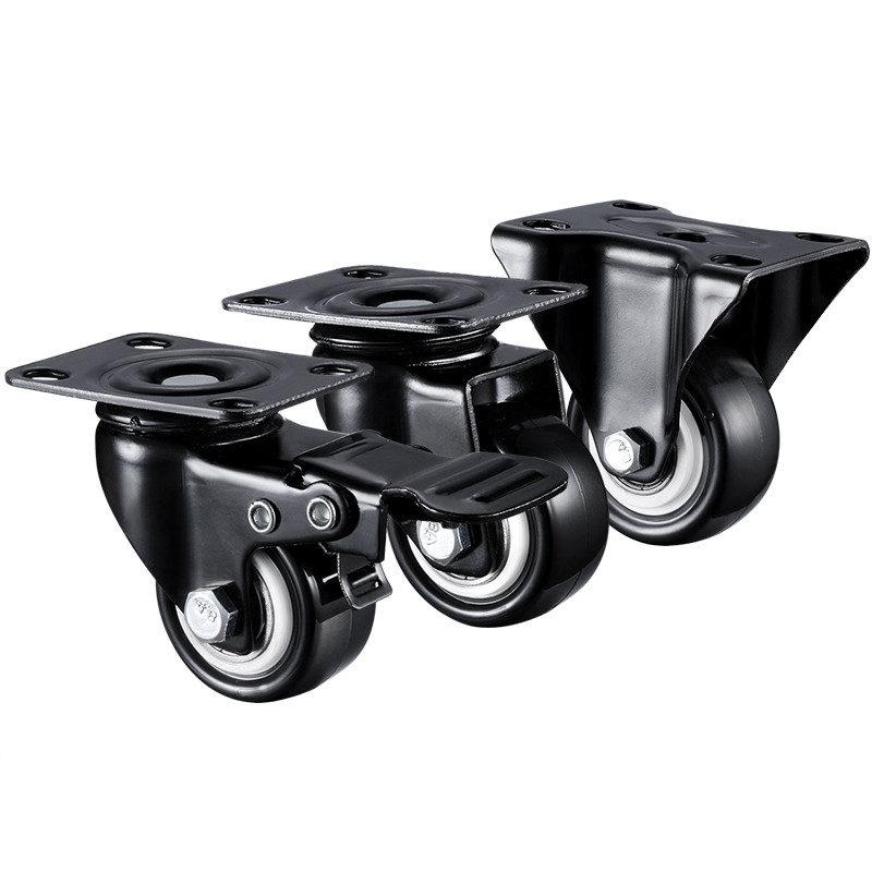 4pcs 1.5 Inches 41mm Heavy Duty 180kg Black Swivel Castor Wheels Trolley Furniture Caster Rubber