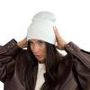 Europe, America, autumn and winter solid color flanged thread knitted cold hat women's ins wind shows a small face and keeps warm big head circumfere