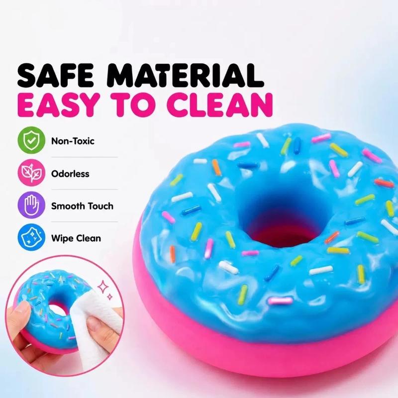 Donut Anti-Anxiety Squishy Toy Soft TPR Stress Relief Squeeze Fidget Toy for Kids Home Play Holiday Gift