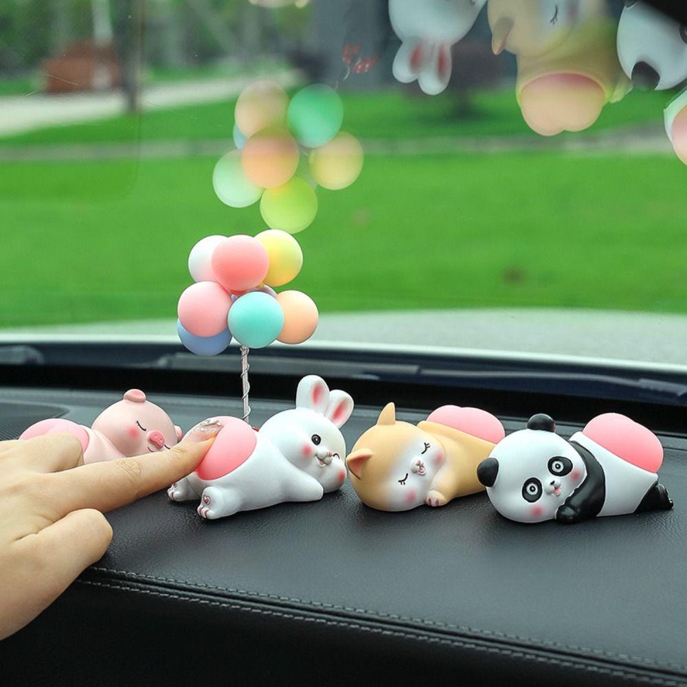 Panda Pig Car Ornaments Cute Cartoon Decorative Accessories Car Interior Ornaments Car Decoration