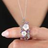 Amethyst Stone Magnolia Flower Love Garden Flowers Silver Necklace
