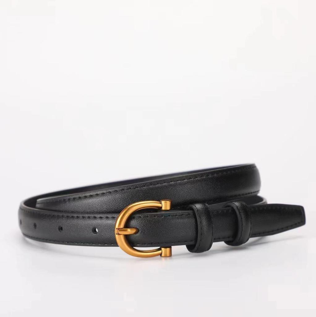 Women's 2023 Genuine Leather Pin Buckle Belt - Korean Style, Trendy, Versatile, Simple, Thin Belt for Suit Pants