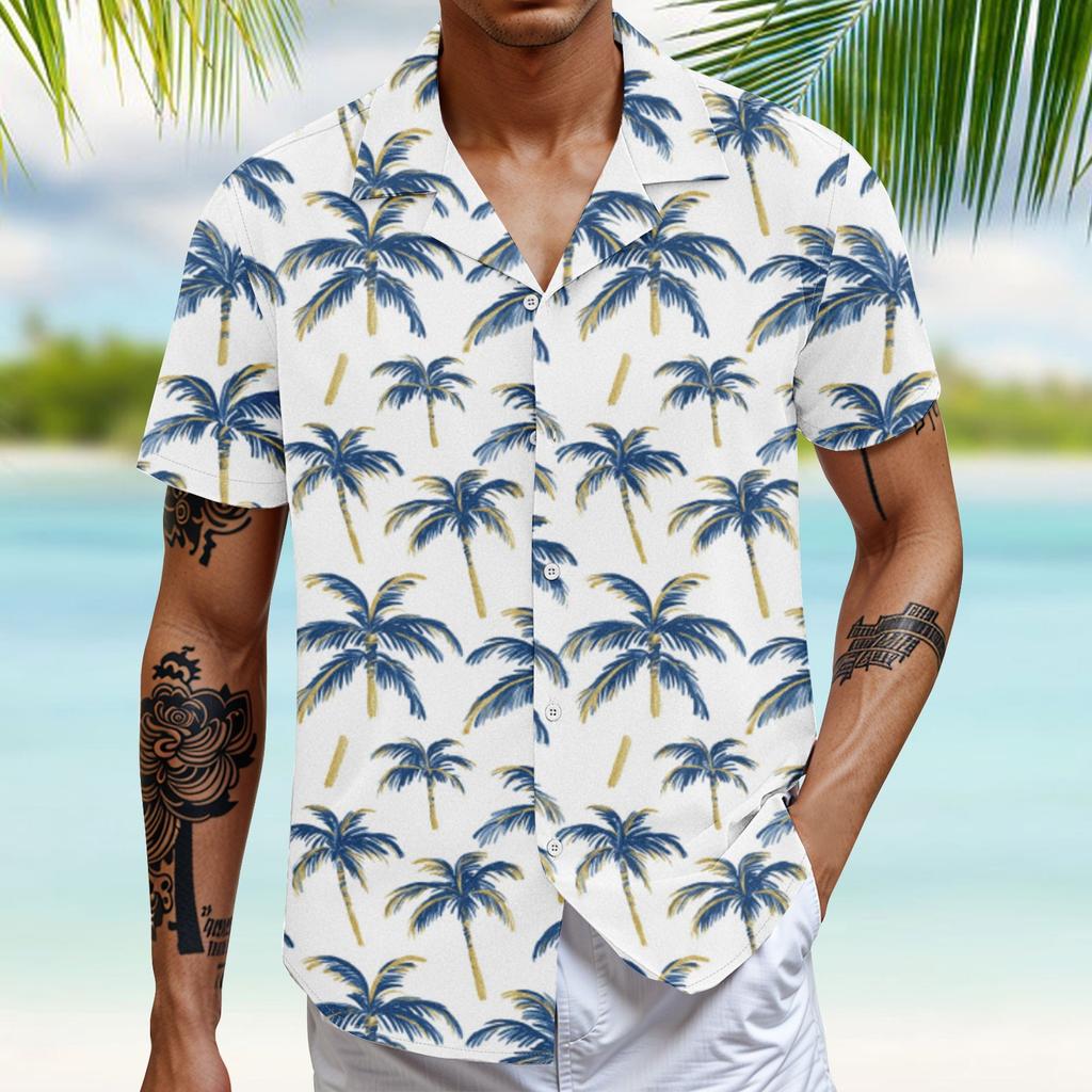 Мужская повседневная свободная рубашка с короткими рукавами, модная рубашка с принтом, топ