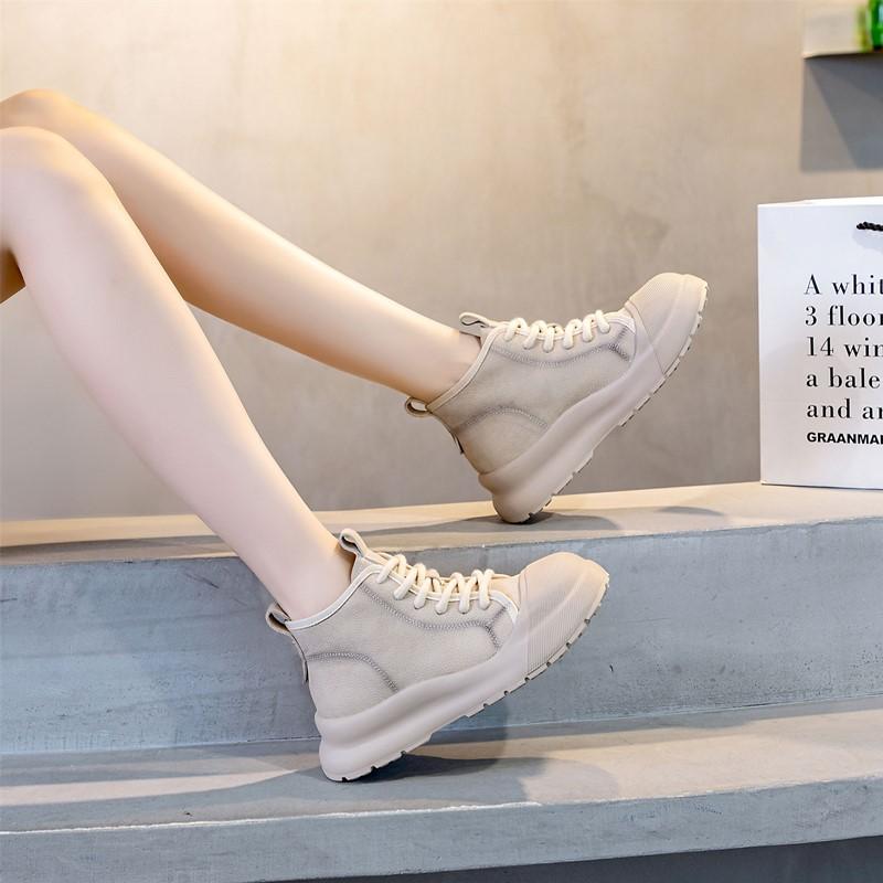 Модные женские кроссовки AIYUQI Ретро 2024 Новые из натуральной кожи с ремешками Женские балетки на высокой платформе Женская повседневная обувь