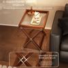 Quick Setup Wooden Small Table Sturdy Base Folding Sofa Table  Home Living Room