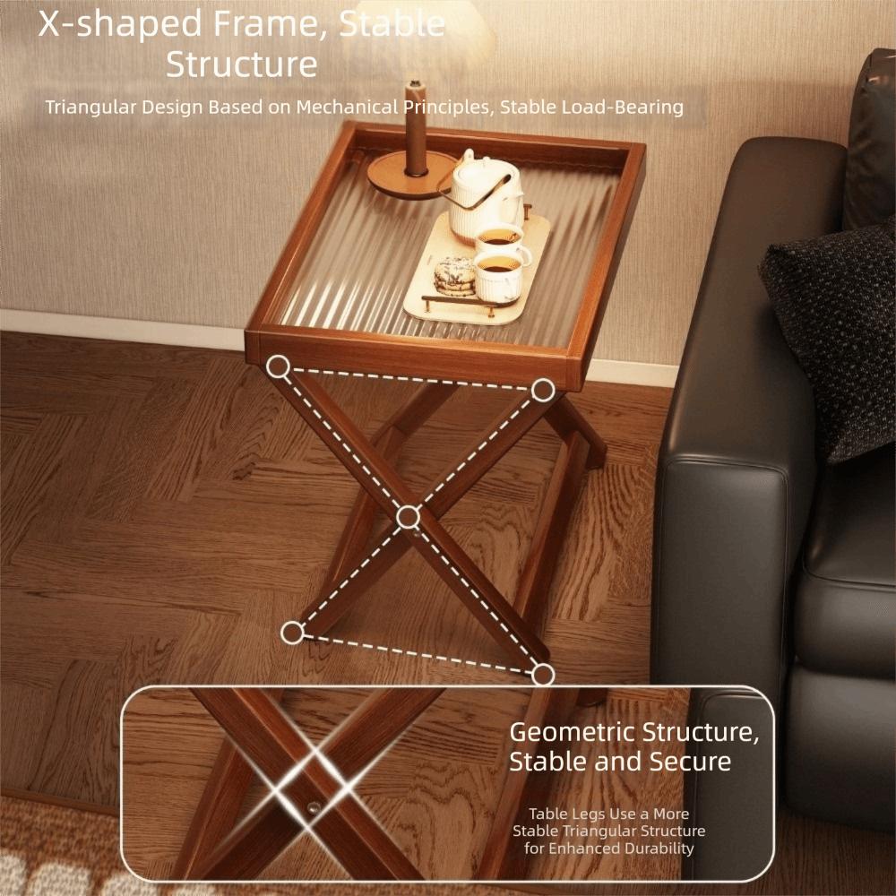 Quick Setup Wooden Small Table Sturdy Base Folding Sofa Table Home Living Room