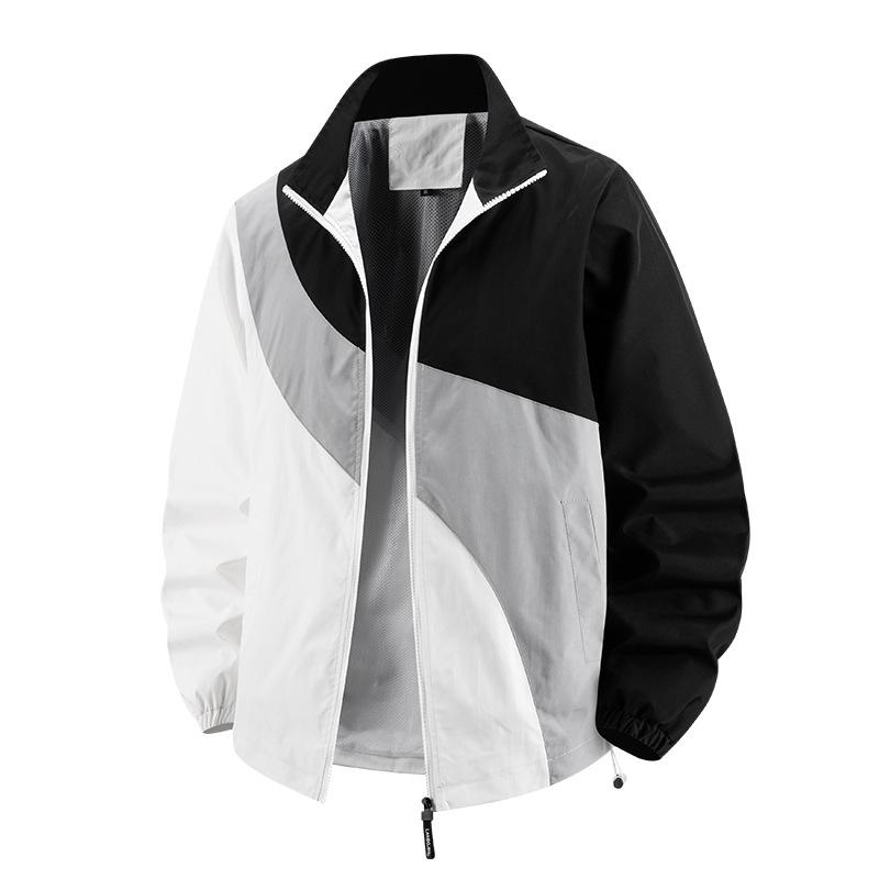 Men's Sun Protection Outdoor Stand Up Collar Contrasting Color Sun Protection Clothing Men's Cool and Breathable Sun Protection Clothing Jacket