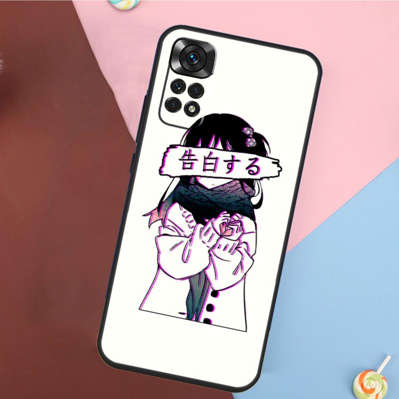 Грустная японская эстетичная арт-обложка для Xiaomi Redmi Note 14 13 12 9 10 11 Pro 9S 10S 11S 12S Redmi 14C 10C 12C 13C Чехол