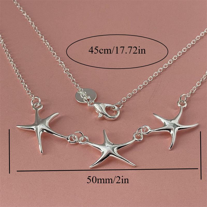 S295 Sterling Silver Starfish Necklace - Stylish Ocean Style - Perfect for Everyday Wear & Gifts Day Gifts