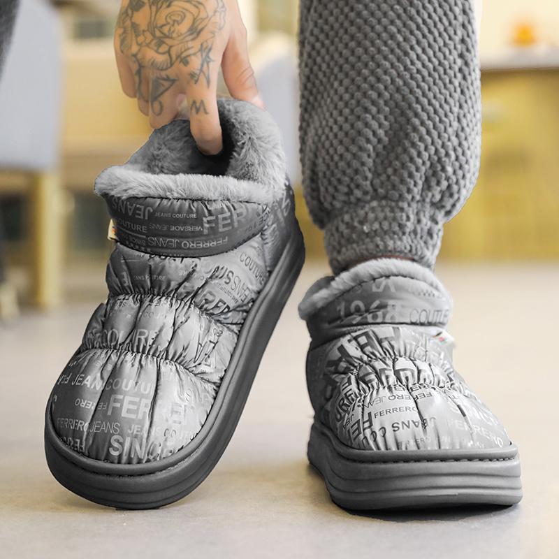 Теплая зимняя хлопковая обувь, женские теплые меховые домашние тапочки, нескользящие плюшевые тапочки из ЭВА, домашние тапочки для пар с толстой подошвой, шлепанцы