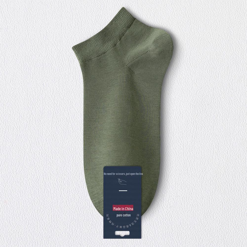 Мужские летние короткие антибактериальные носки из чистого хлопка - черные, впитывающие пот, дезодорирующие, всесезонные, тонкие, в стиле лодочки